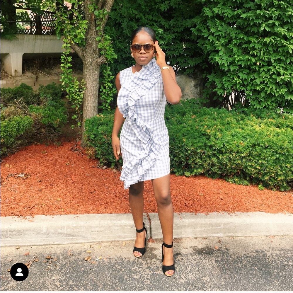 Misguided frill sash gingham shift dress